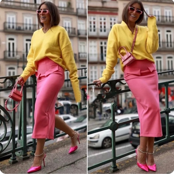 Zara Dresses & Skirts - NWT Zara Pink Pencil midi Skirt